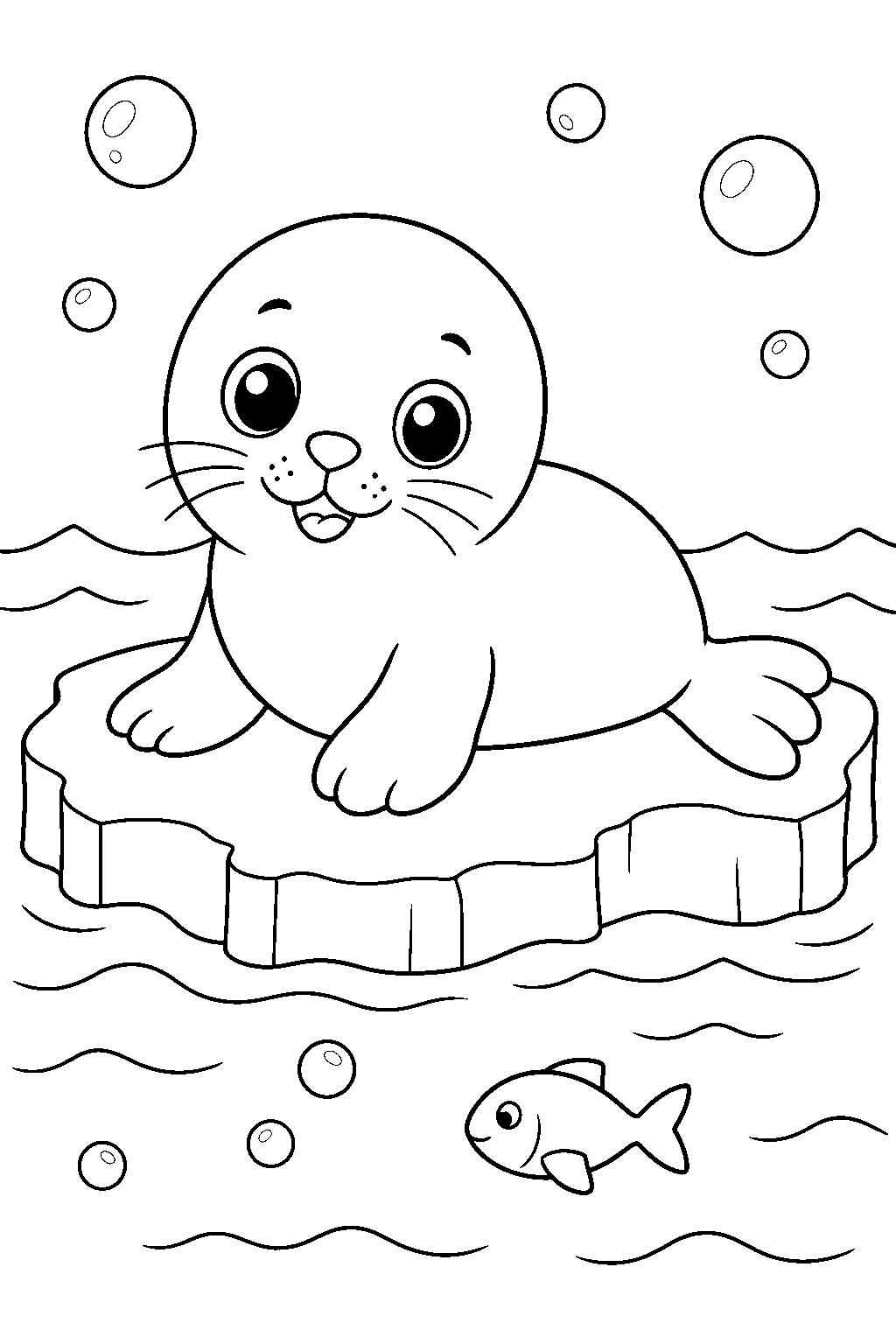 Coloriage bébé phoque sur la glace