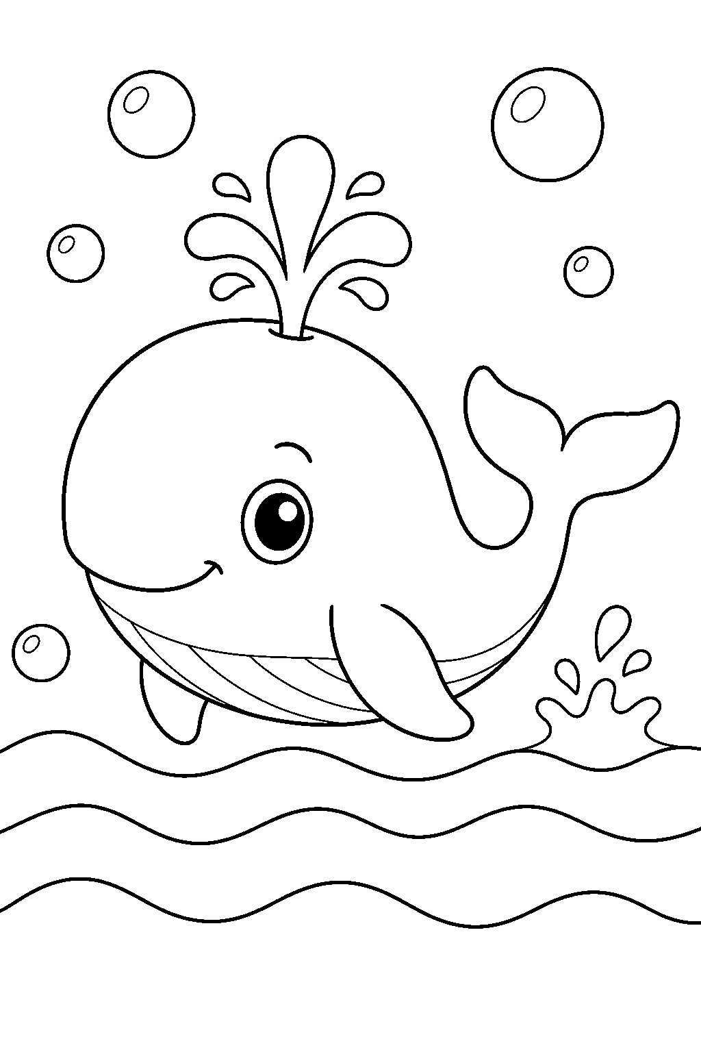 Coloriage bébé baleine avec jet d'eau