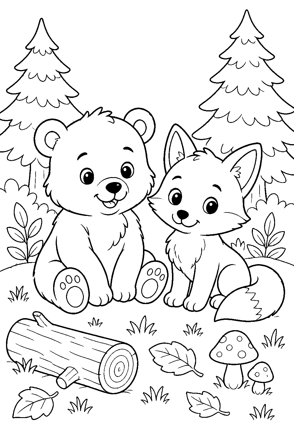 Baby Wild Animals Coloring Page