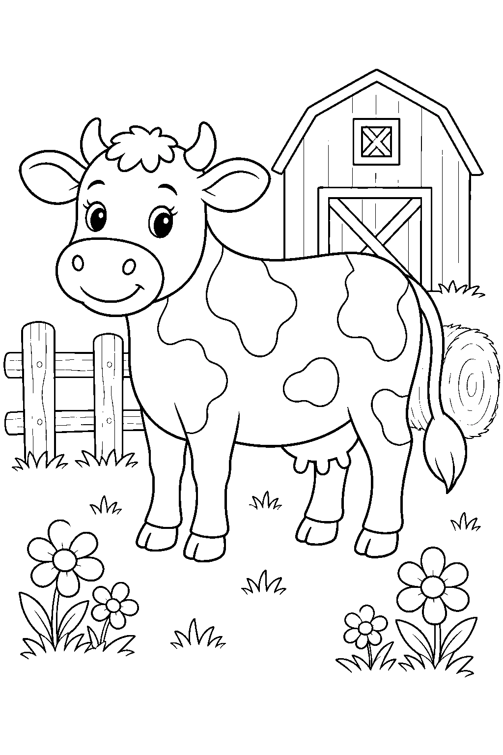 Coloriage vache de basse-cour