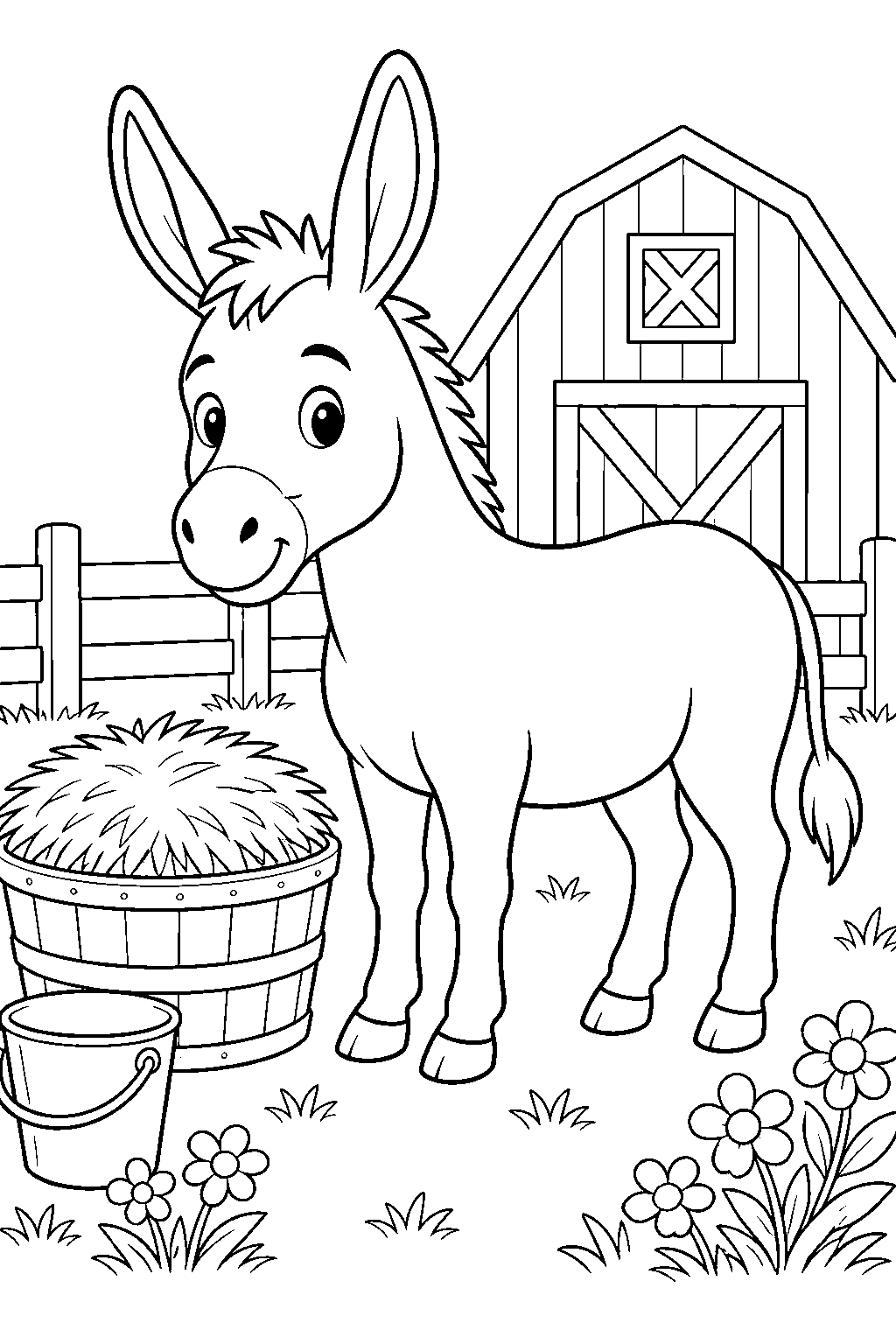 Barnyard Donkey Coloring Page