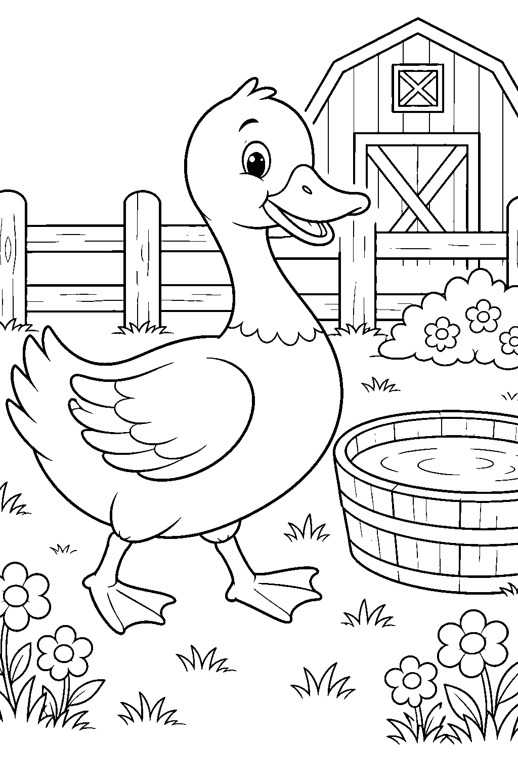 Coloriage canard de basse-cour