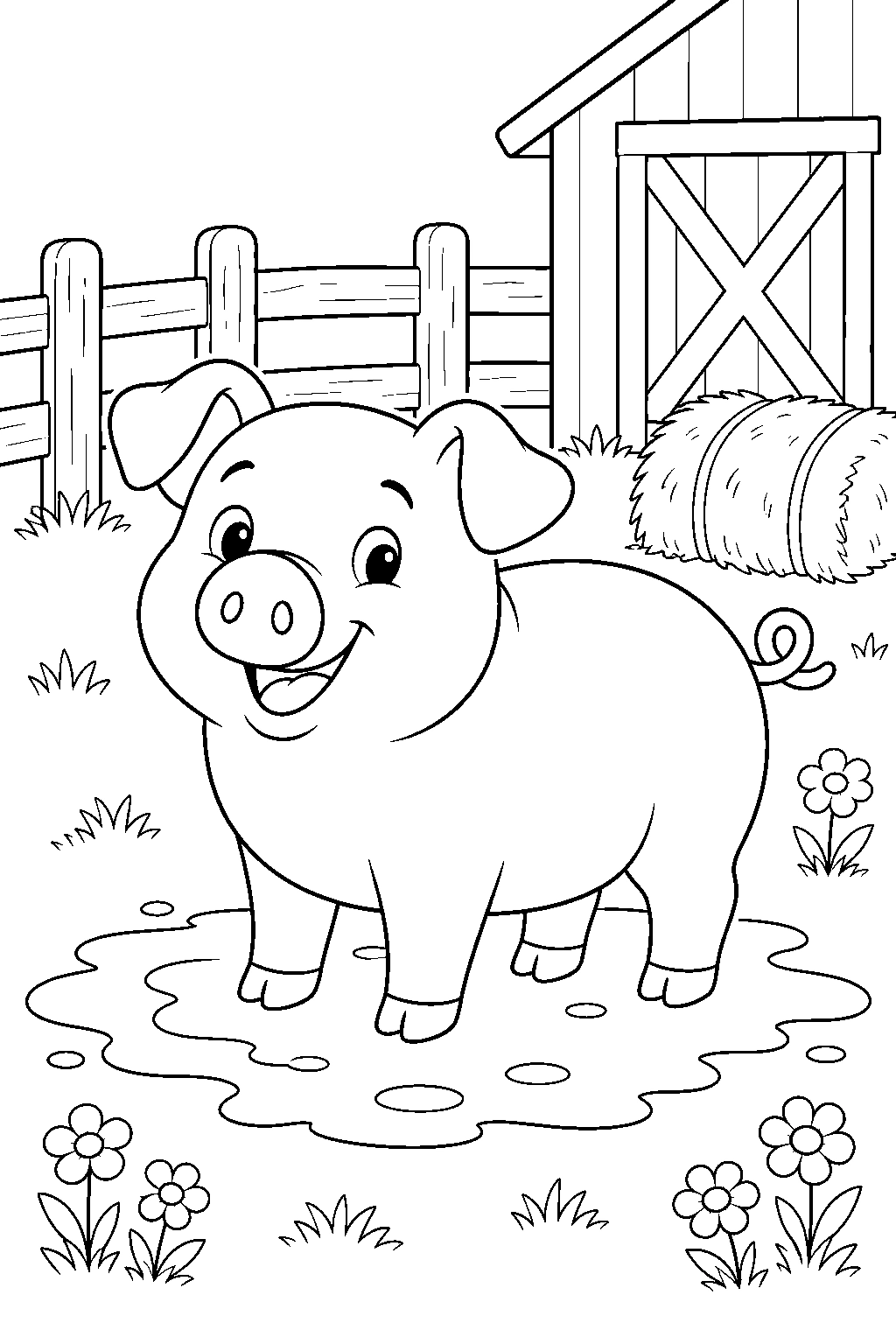 Coloriage cochon de basse-cour