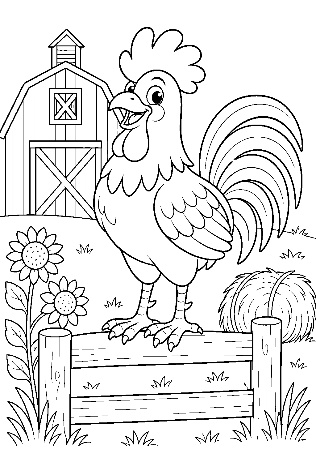 Coloriage coq de basse-cour