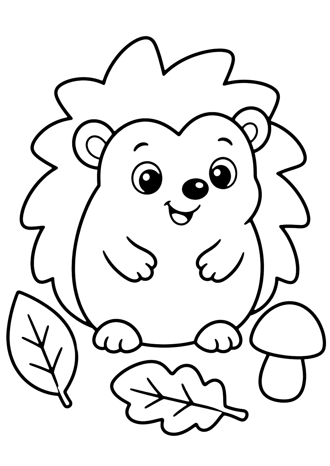 big-space hedgehog coloring page with large open spaces for kids