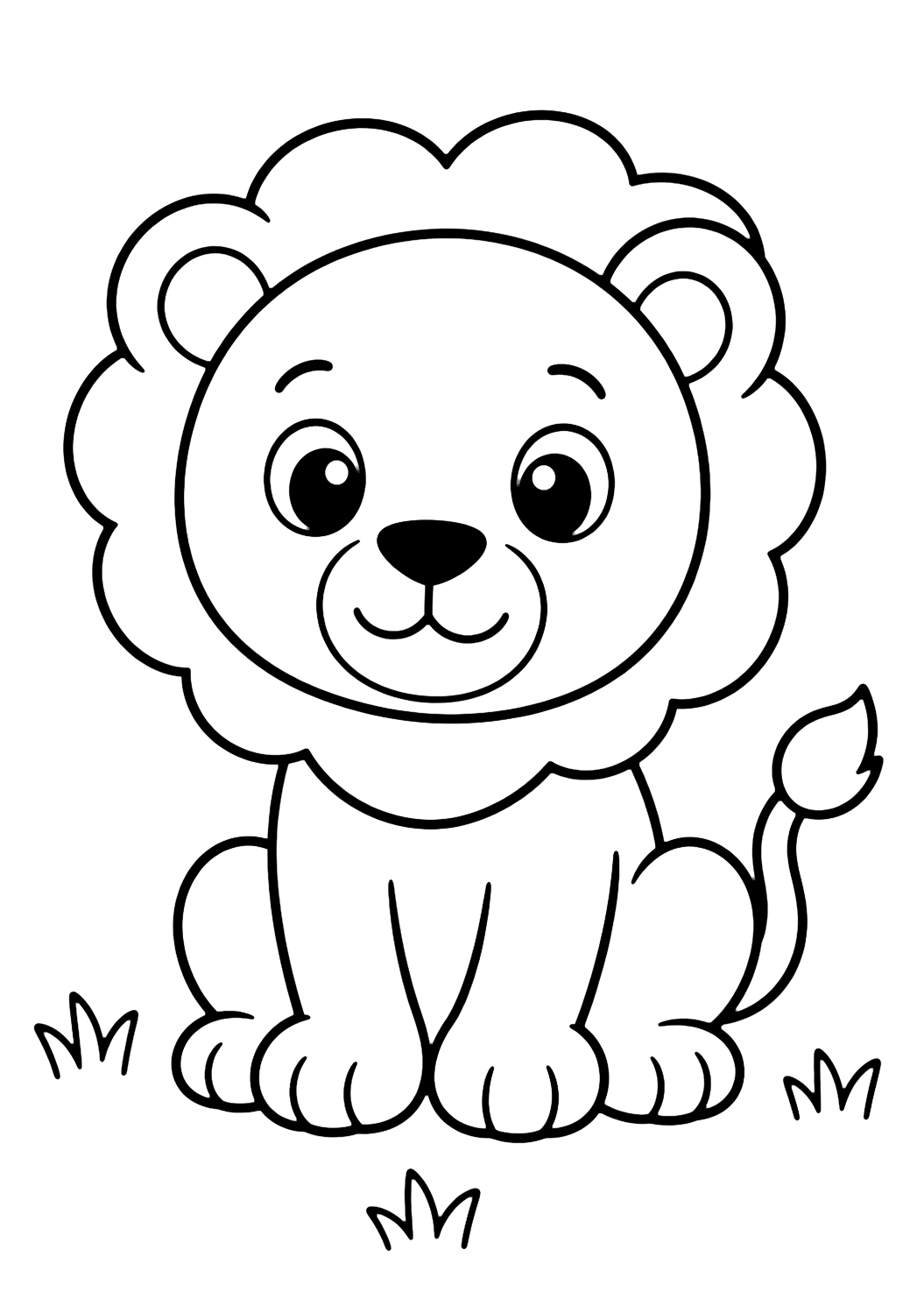 big-space lion cub coloring page with large open spaces for kids