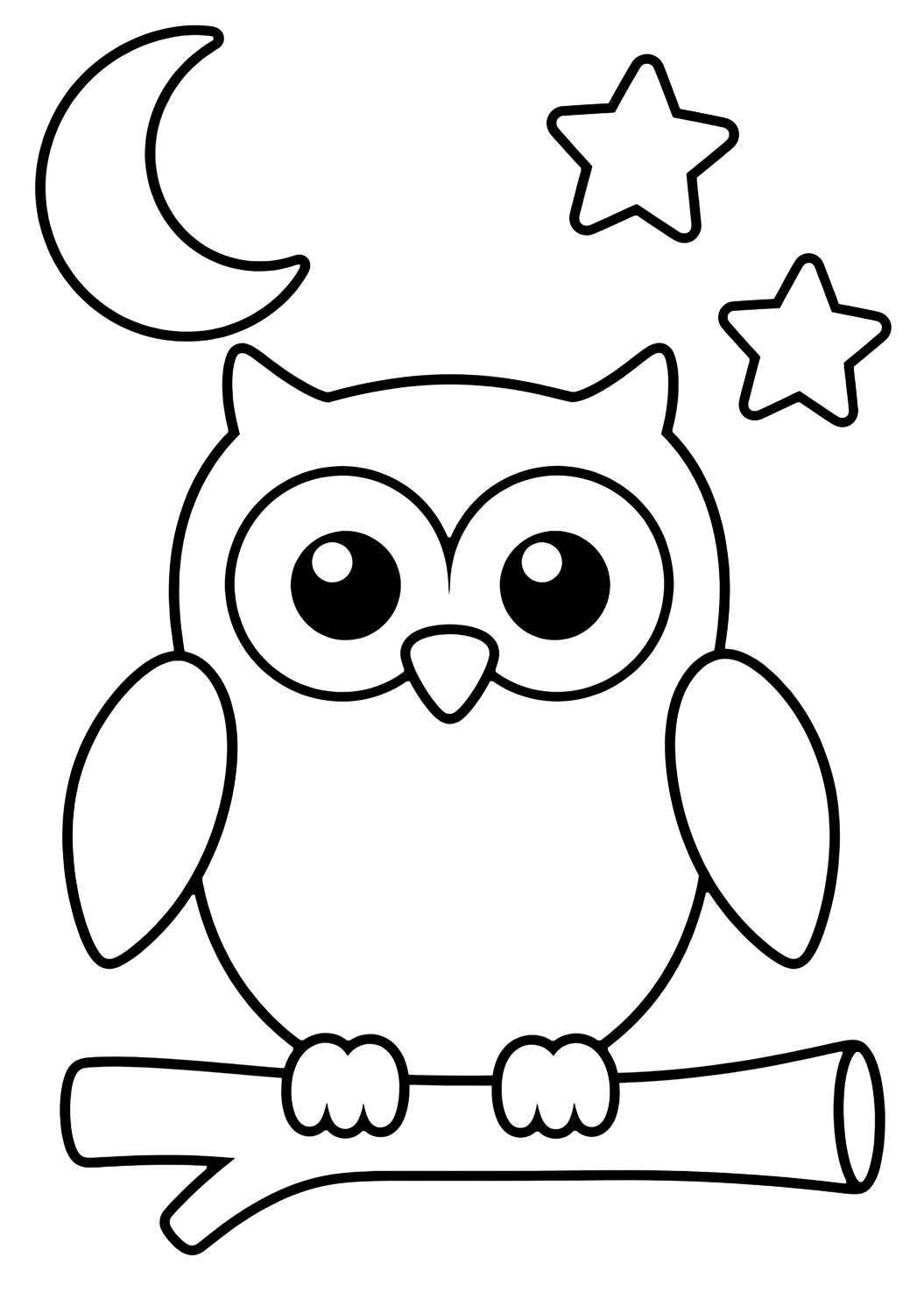 big-space owl coloring page with large open spaces for kids