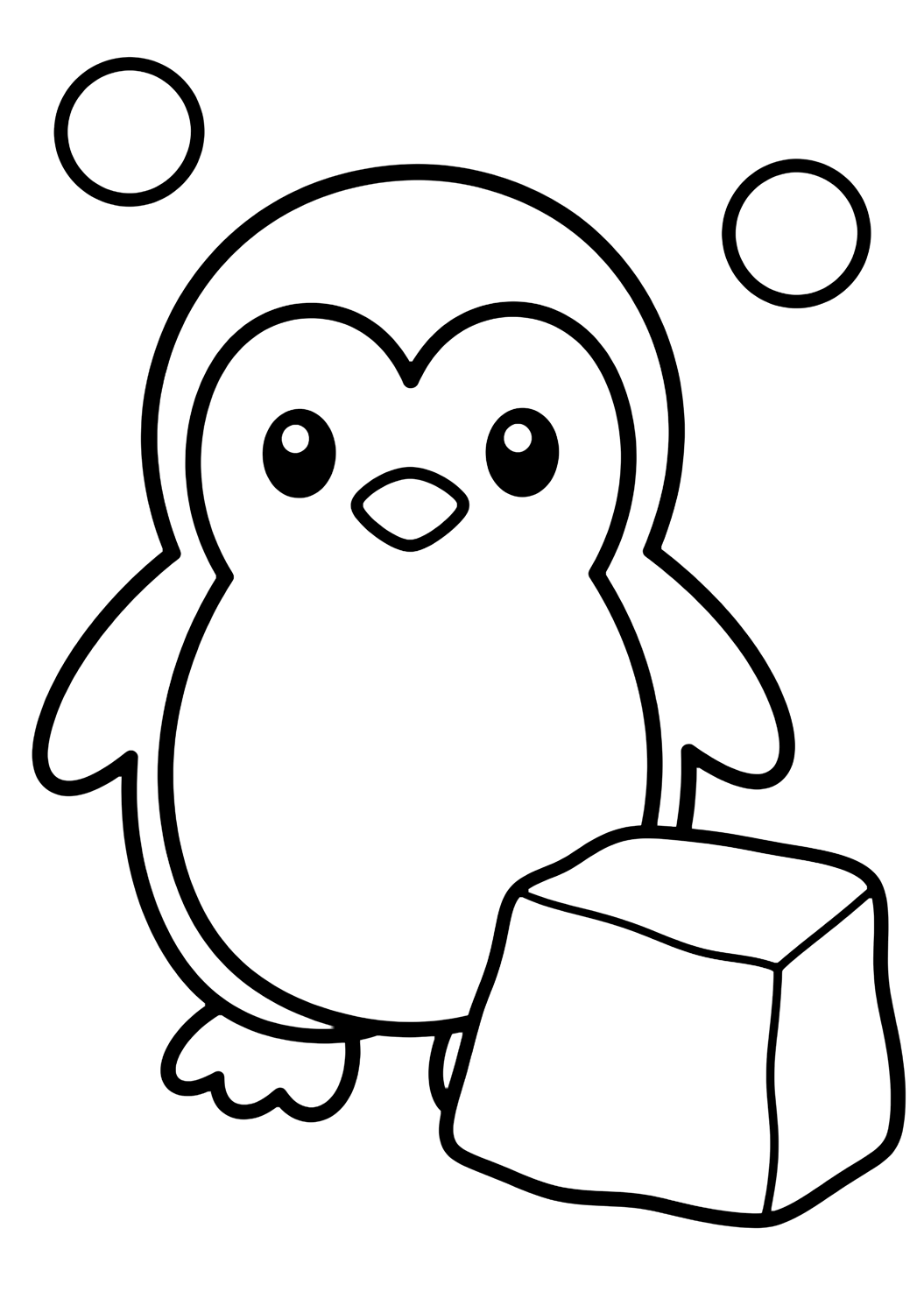 big-space penguin coloring page with large open spaces for kids