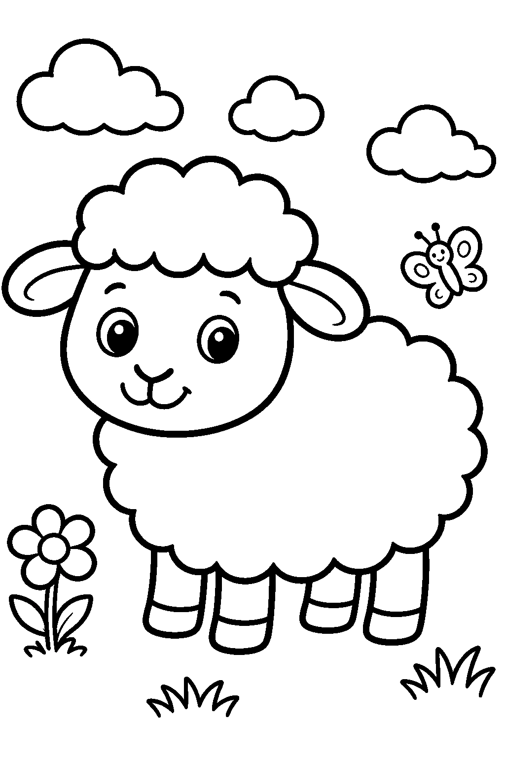 Bold Line Sheep Coloring Page