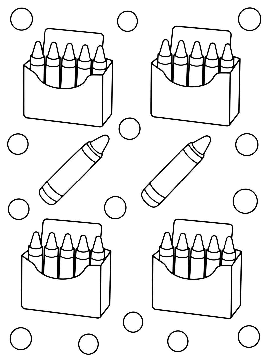 Coloriage avec le motif « motif crayons et boîtes » sous forme de motif aéré avec de grandes formes de crayons et de boîtes. Idéal pour enfants, rentrée scolaire, impression et coloriage en ligne.