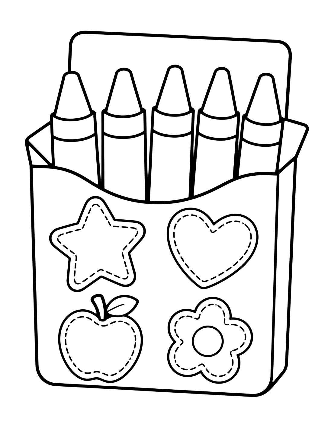 Coloriage avec le motif « boîte de crayons avec patchs doodle » avec de grands éléments doodle, des crayons et des détails scolaires simples. Idéal pour enfants, rentrée scolaire, impression et coloriage en ligne.