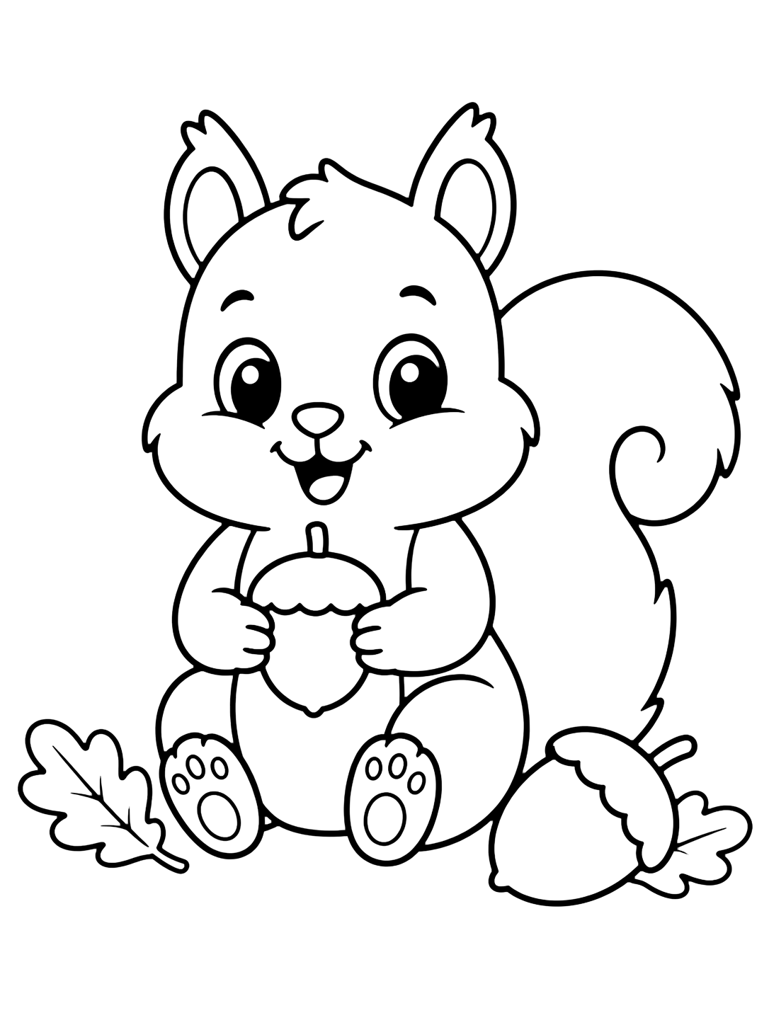 cute baby squirrel coloring page with cute line art for kids