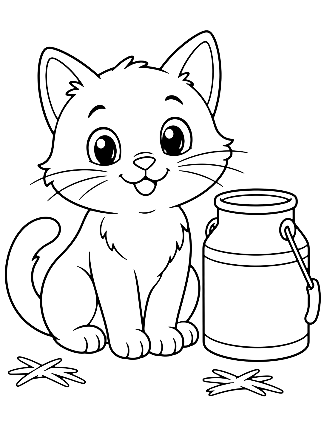 Scheunenkatze mit Milcheimer Ausmalbild