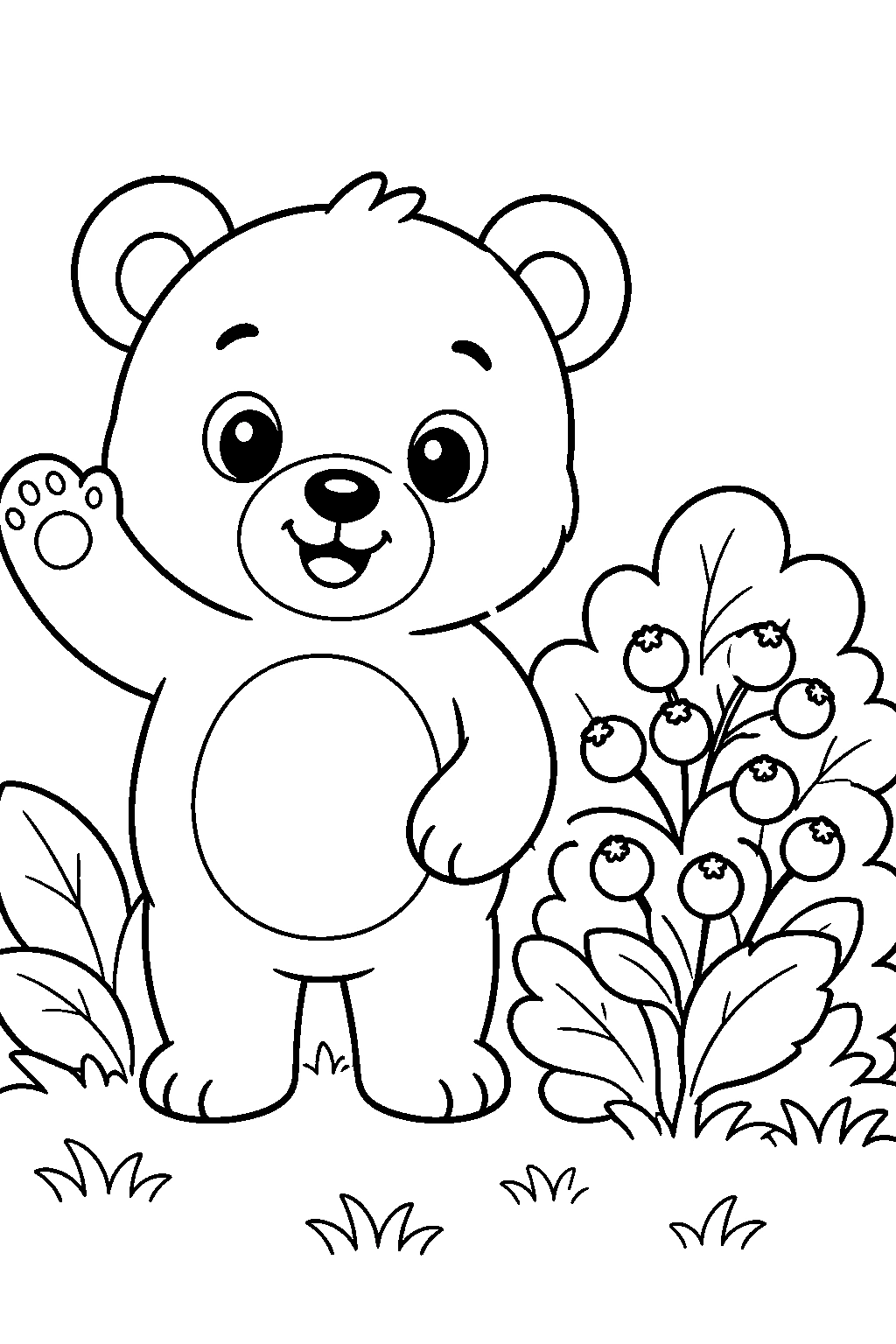 Coloriage ourson mignon avec baies