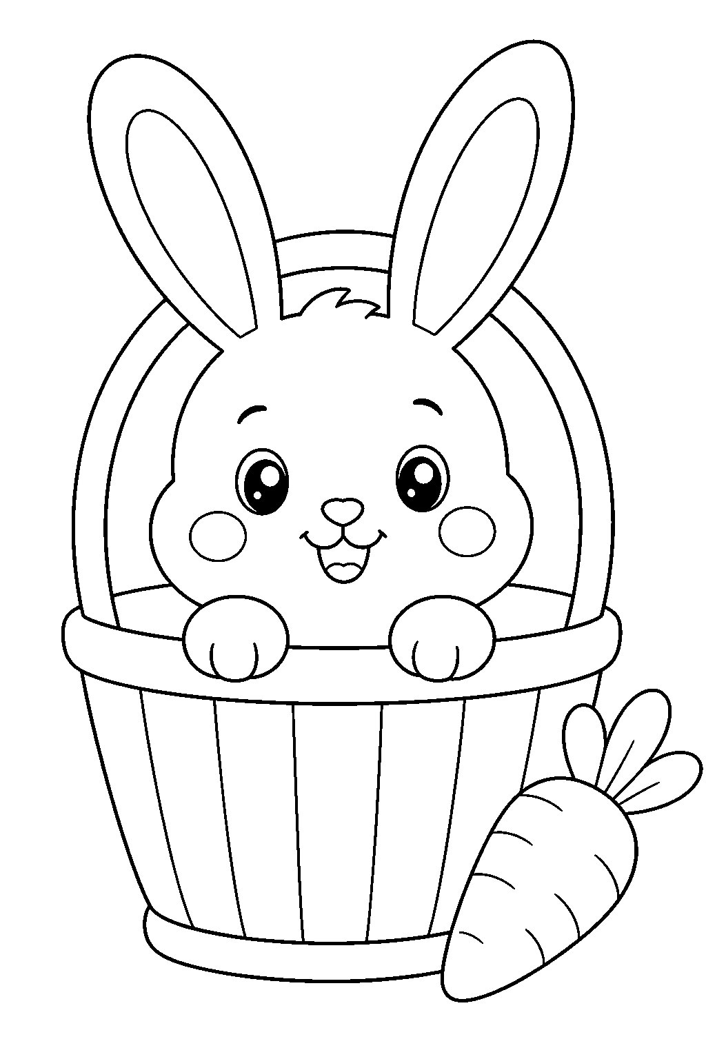 Coloriage lapin mignon dans un panier