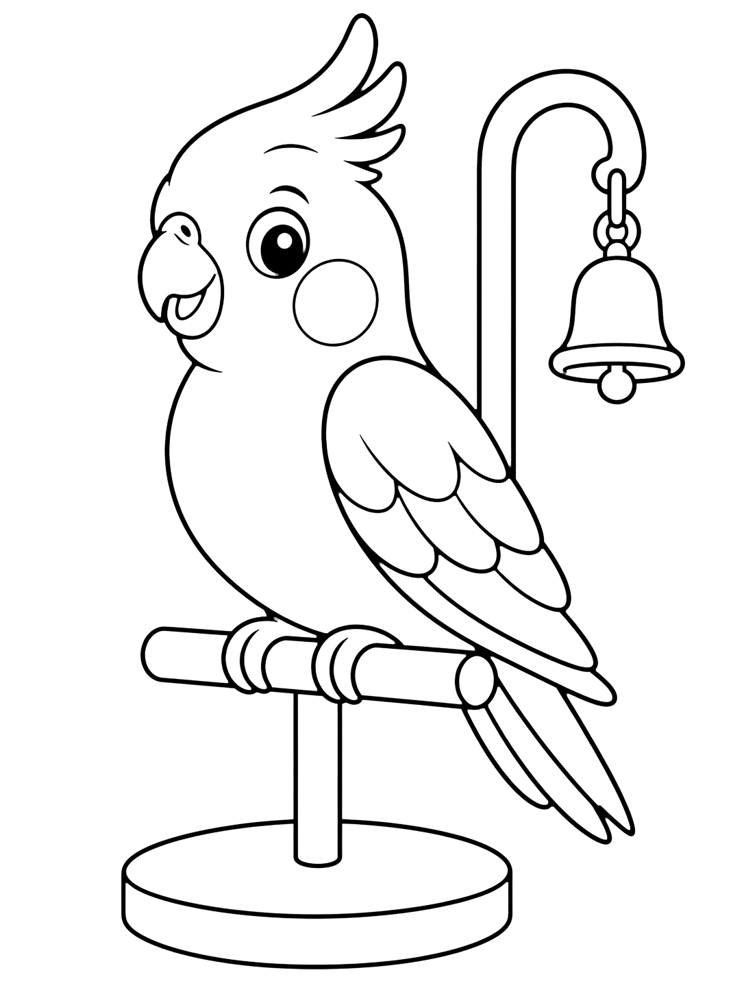 Coloriage calopsitte mignonne sur perchoir