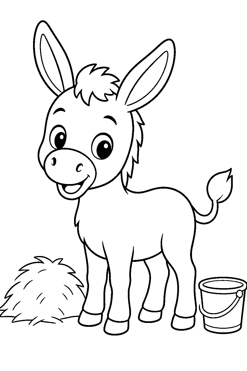 Cute Donkey With Hay Coloring Page