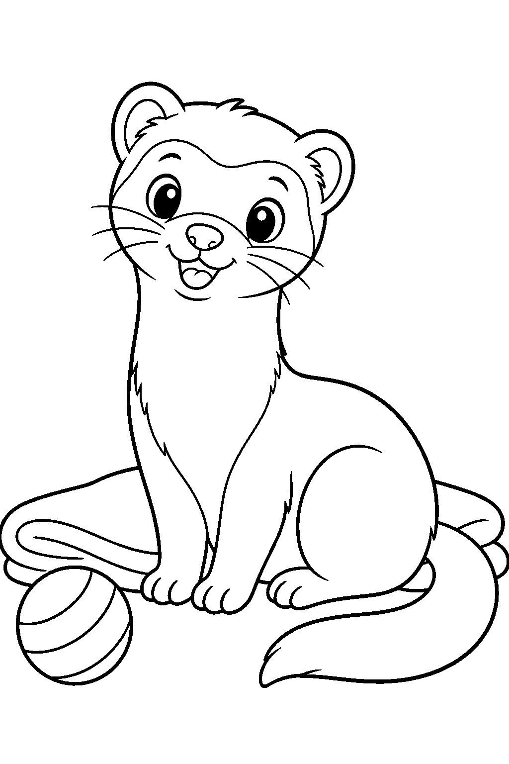 Coloriage furet mignon avec jouet