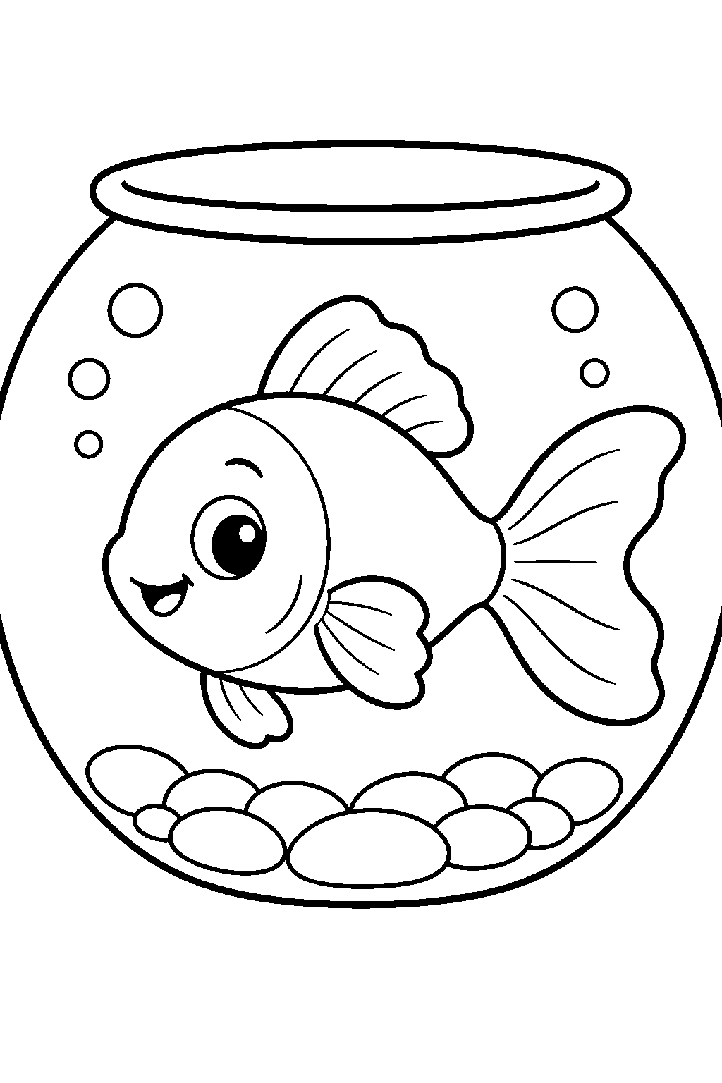 Coloriage poisson rouge mignon dans un bocal