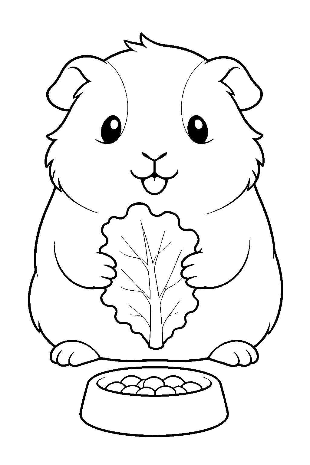 Coloriage cochon d'Inde mignon avec laitue