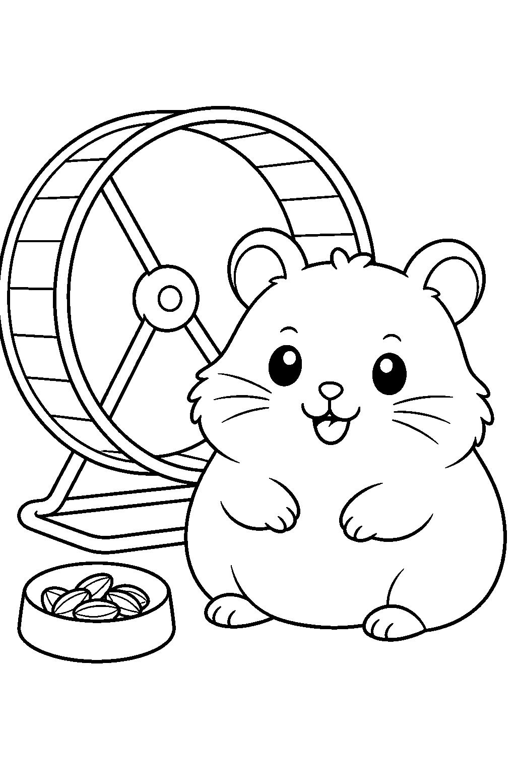 Coloriage hamster mignon avec roue