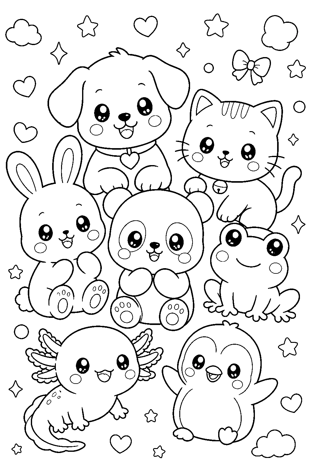 Coloriage amis animaux kawaii mignons