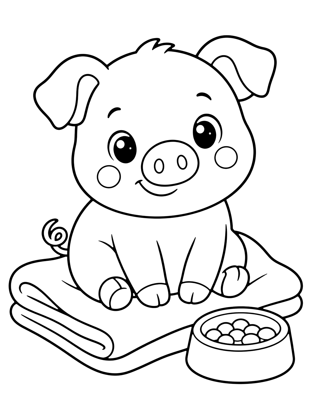 Coloriage mini cochon mignon avec couverture