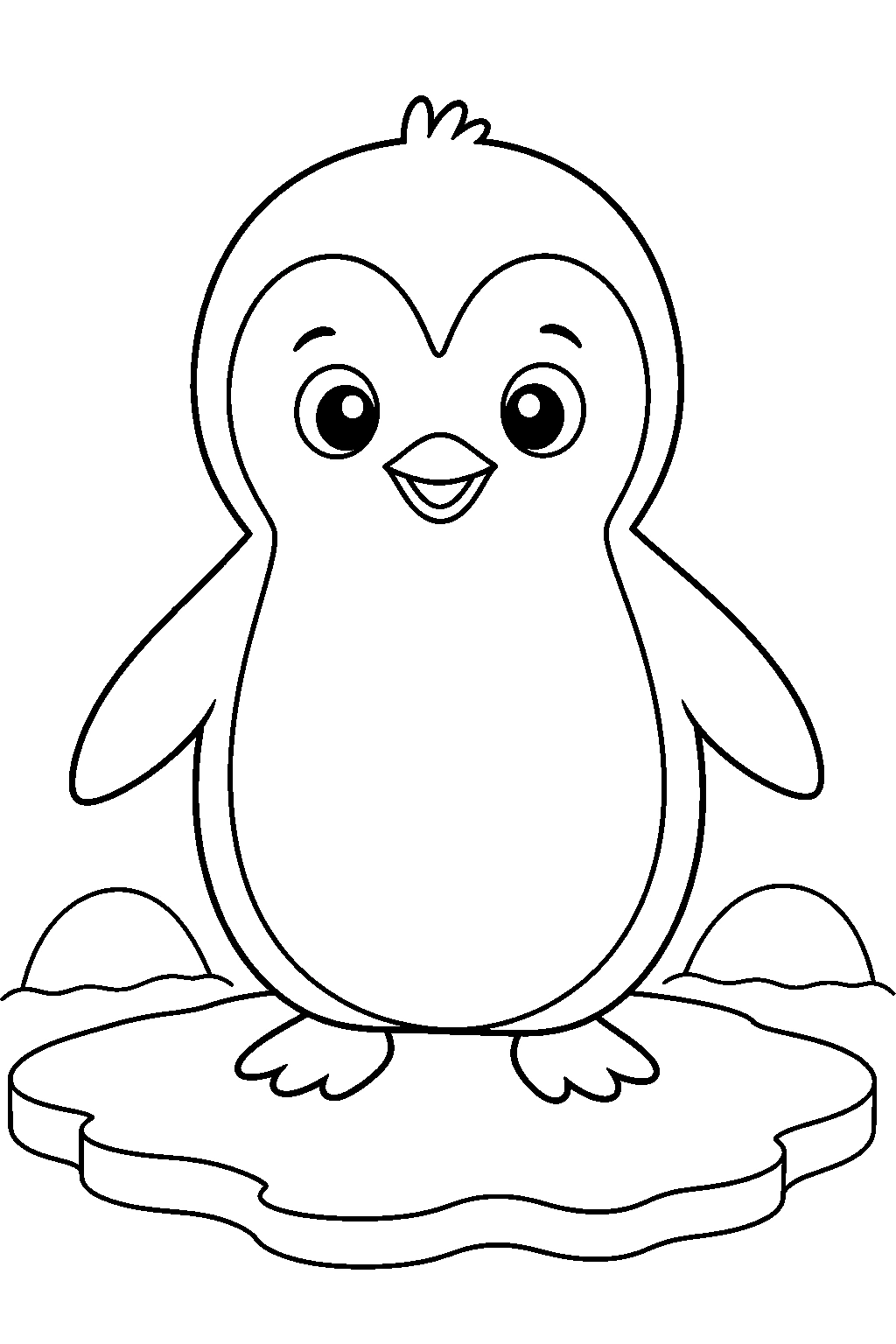 Pinguino carino sul ghiaccio da colorare