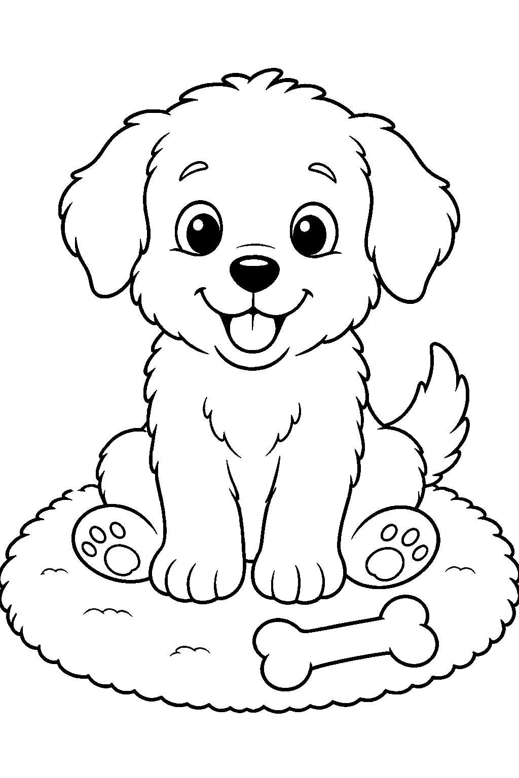Coloriage chiot mignon avec os