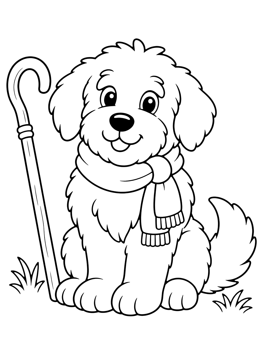 Cane da pastore tenero con sciarpa da colorare