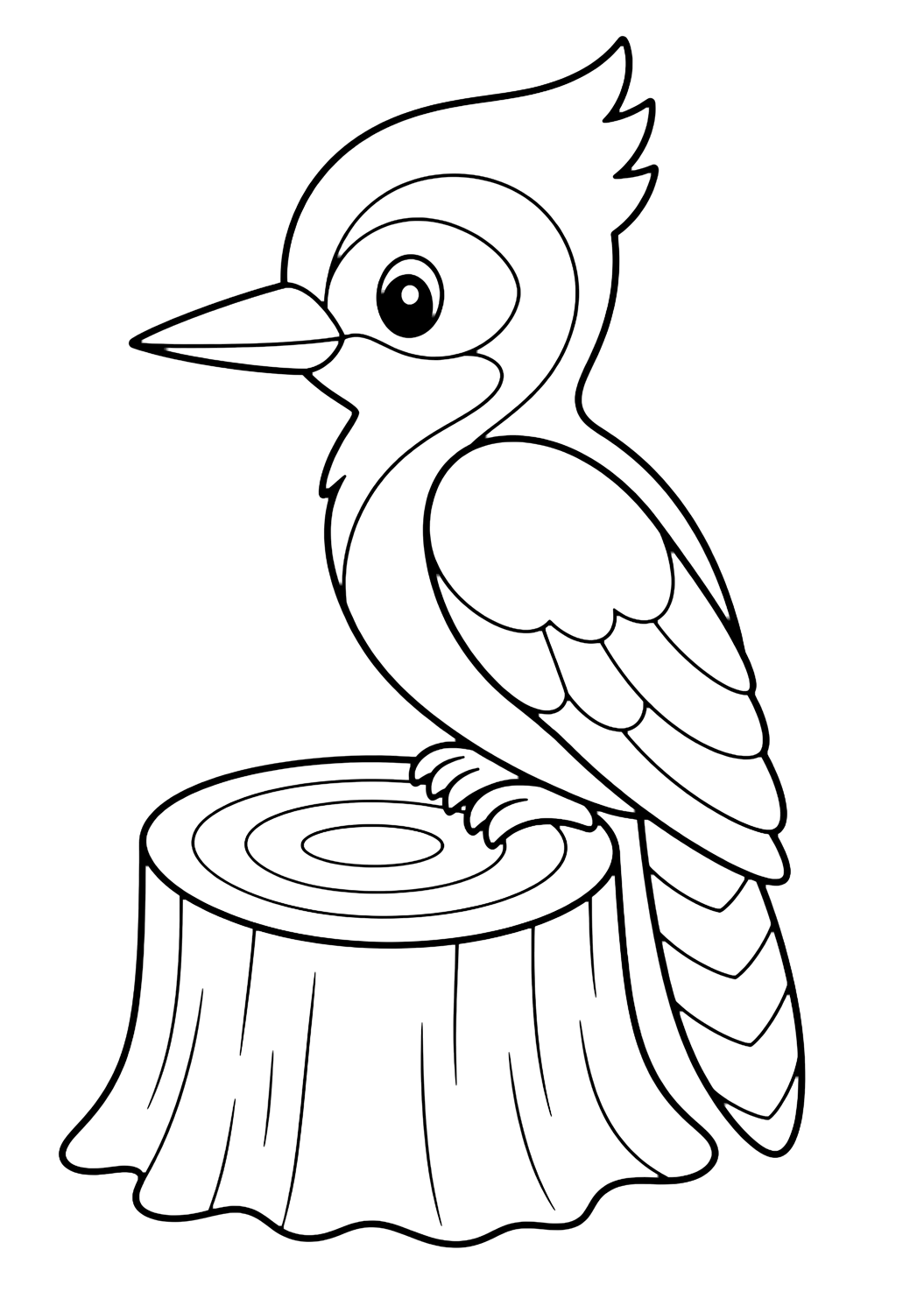 Coloriage pic mignon sur une souche