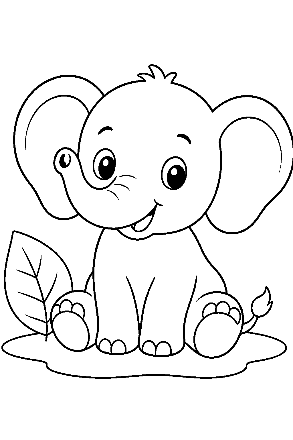 Elefante bebé fácil para colorear