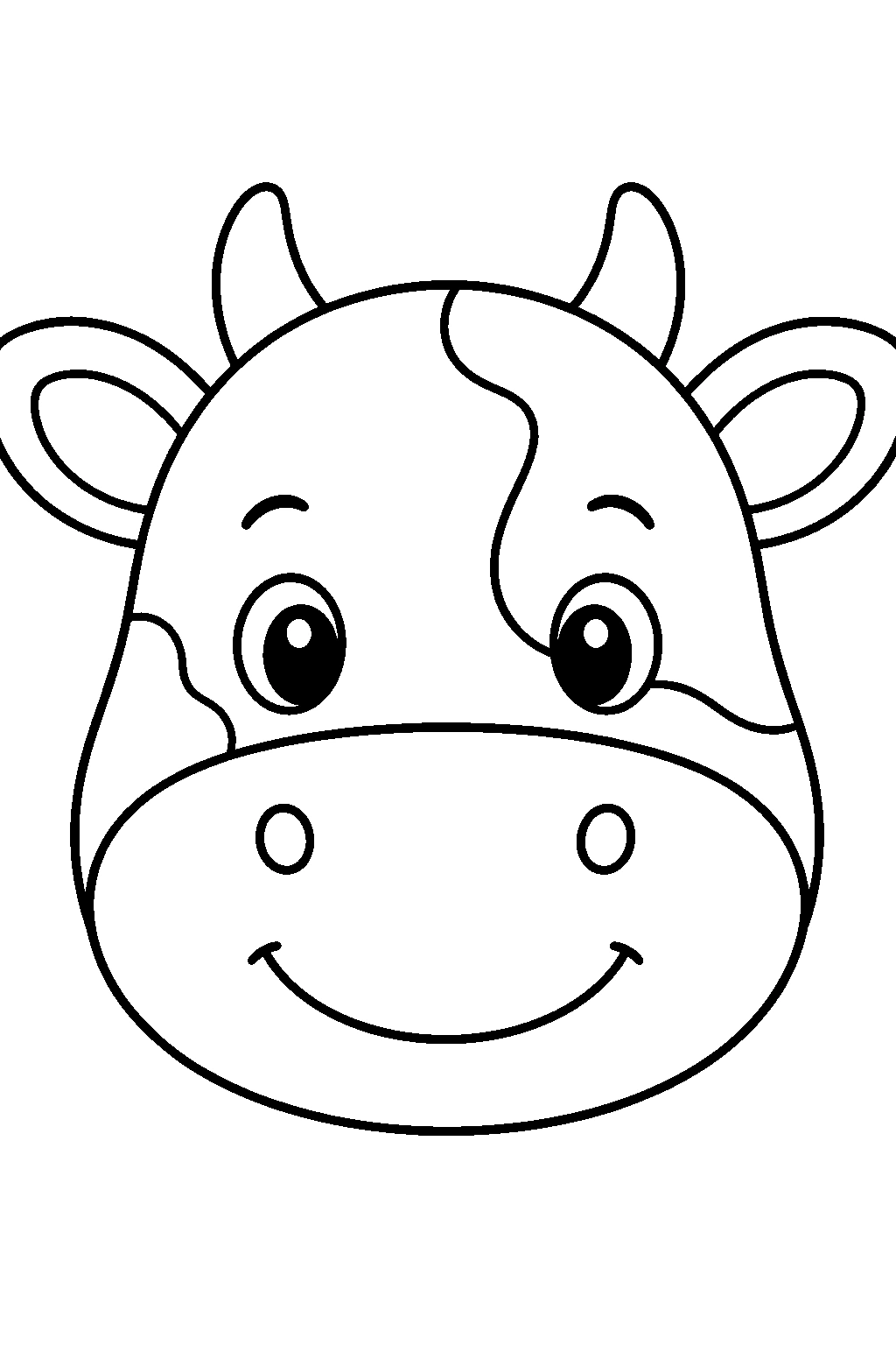 Easy Cow Face Coloring Page