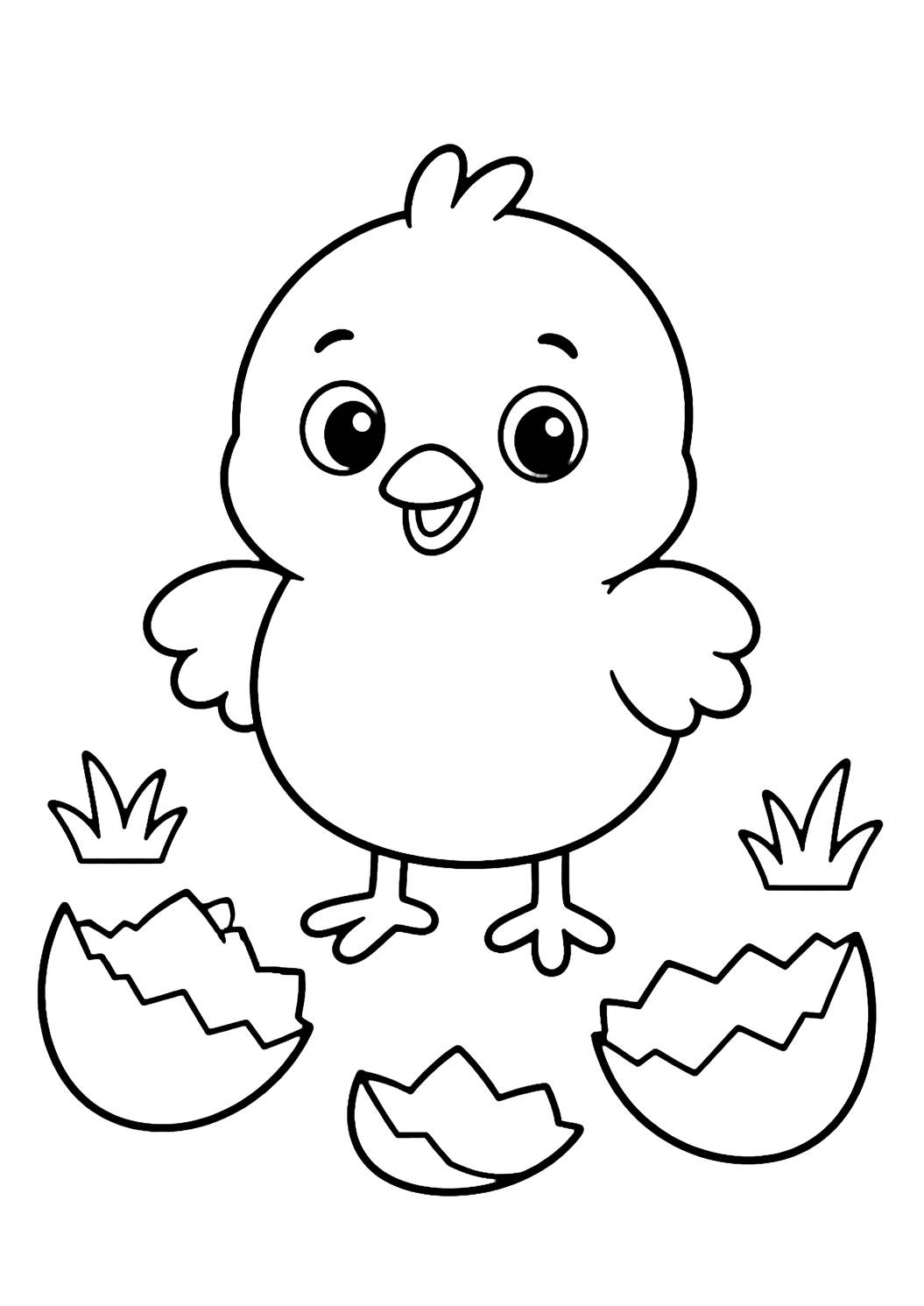 easy farm chick coloring page with easy farm animal line art for kids