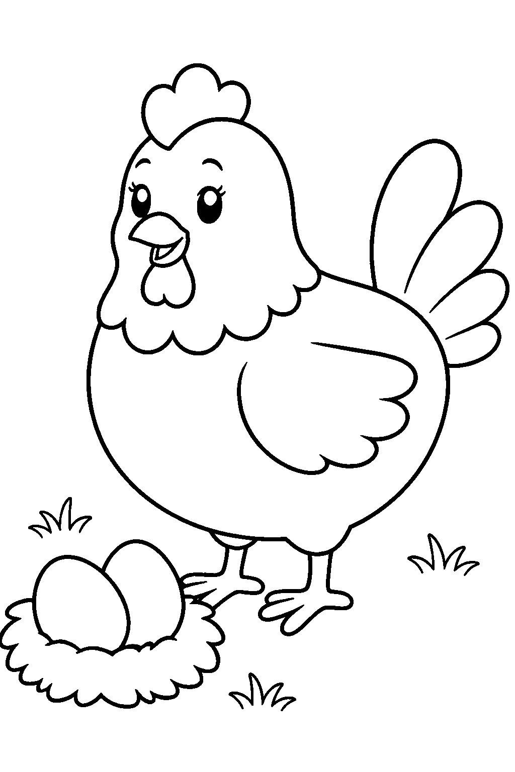 Gallina de granja fácil para colorear