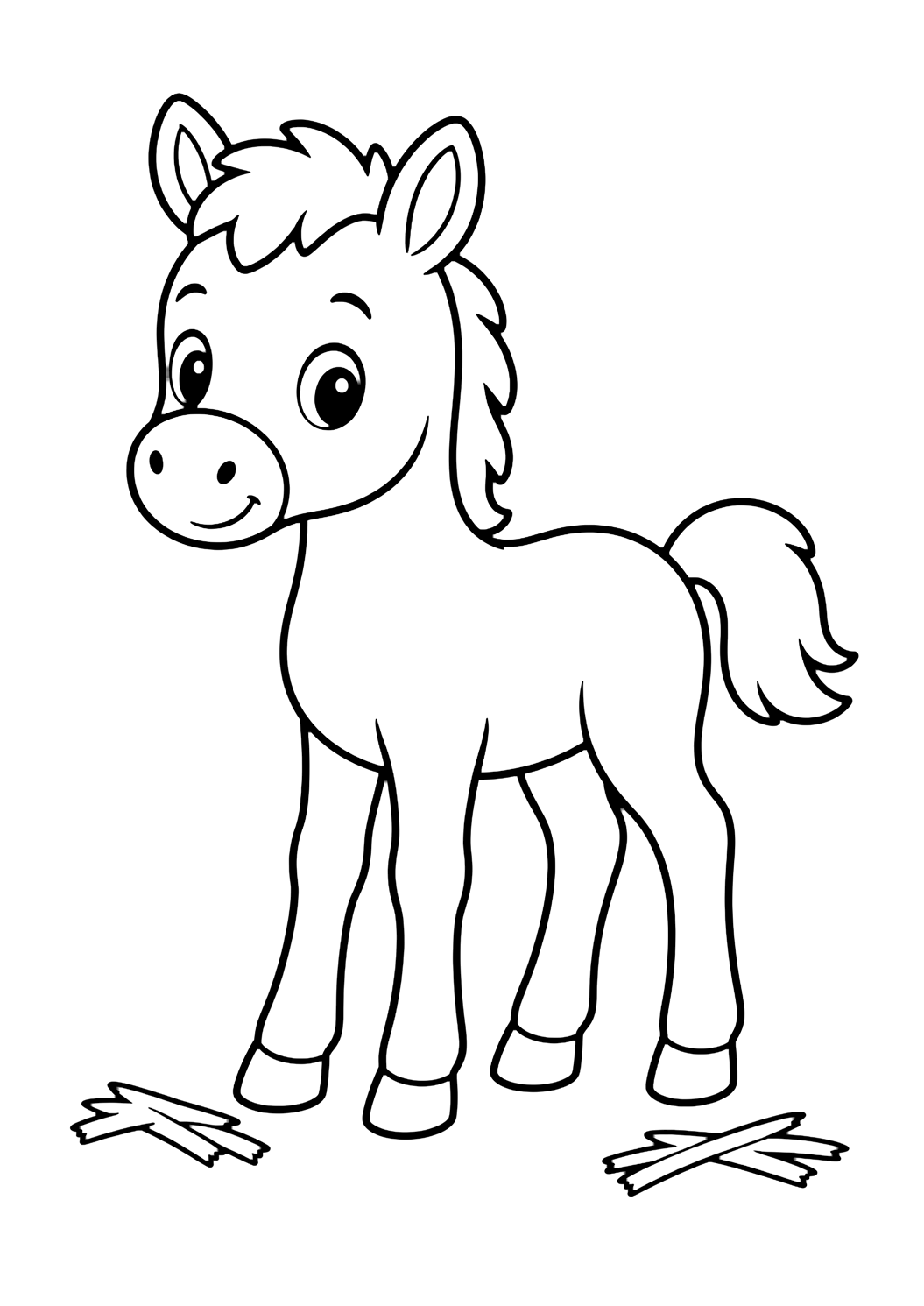 easy farm foal coloring page with easy farm animal line art for kids