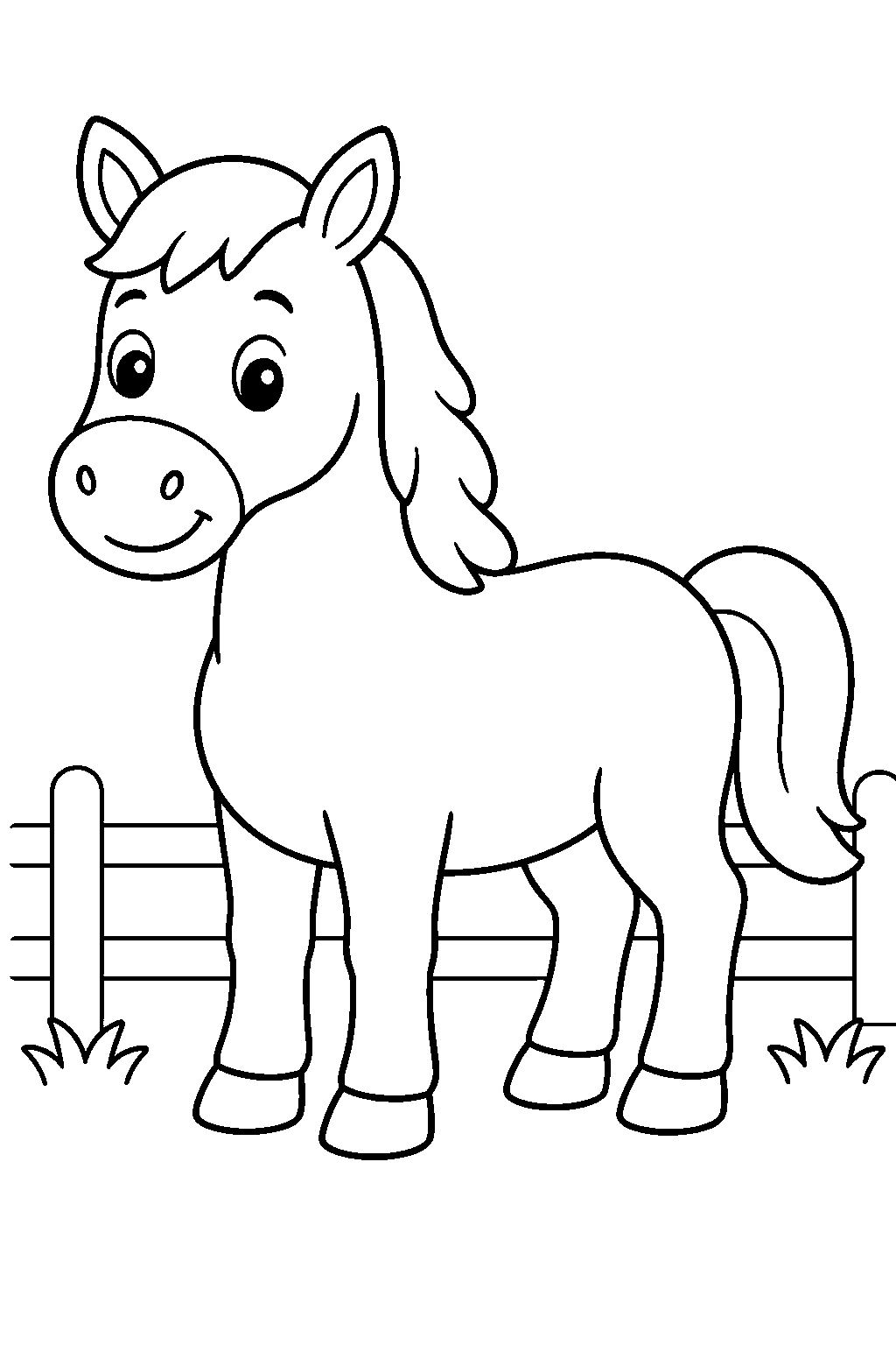 Caballo de granja fácil para colorear