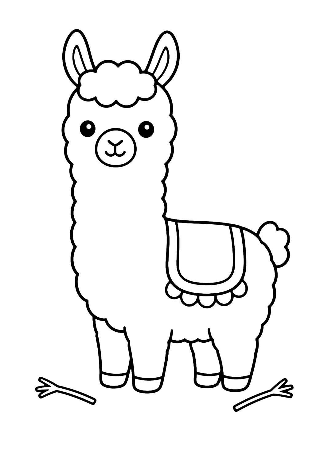 easy farm llama coloring page with easy farm animal line art for kids