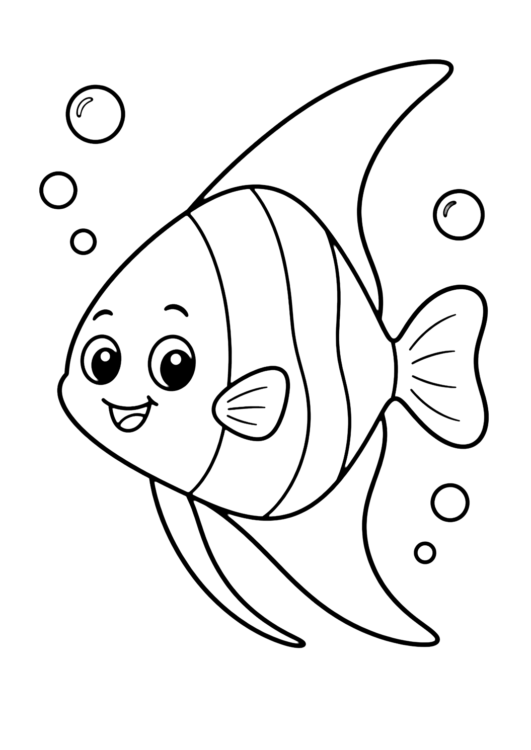easy ocean angelfish coloring page with easy ocean animal line art for kids