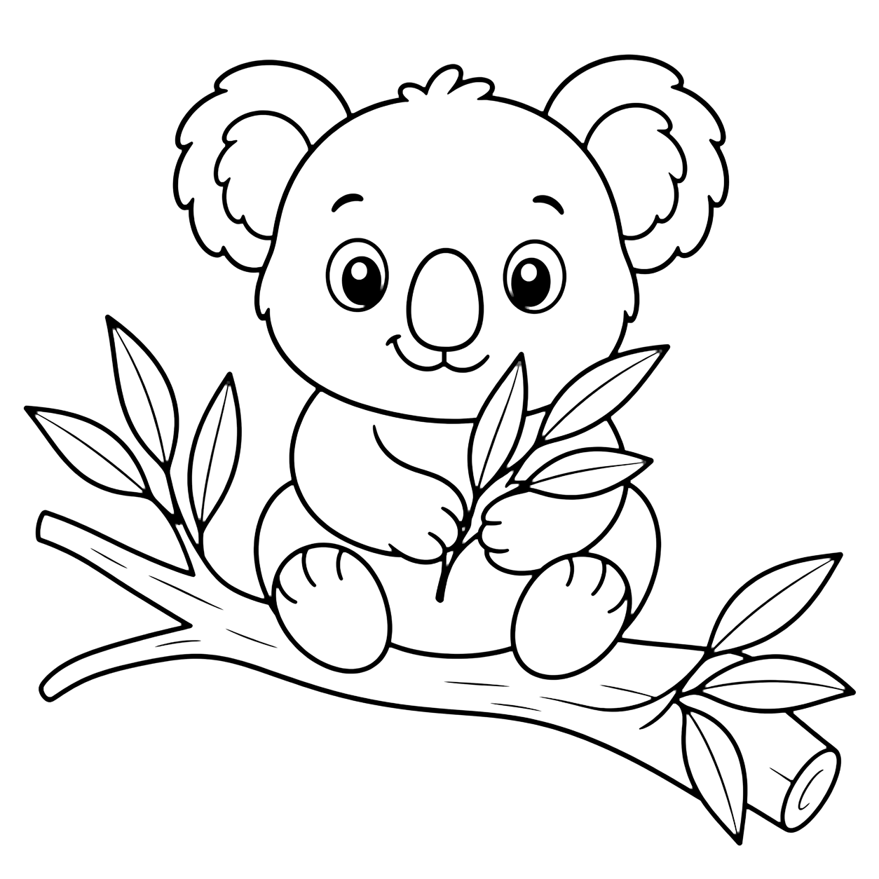 easy wild koala coloring page with easy wild animal line art for kids