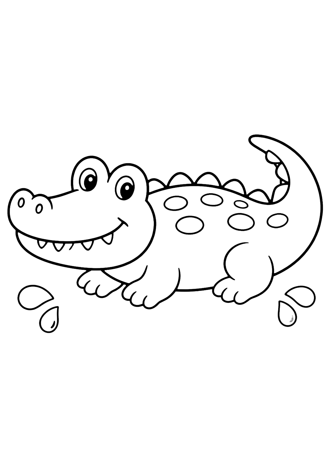 easy zoo crocodile coloring page with easy line art for kids