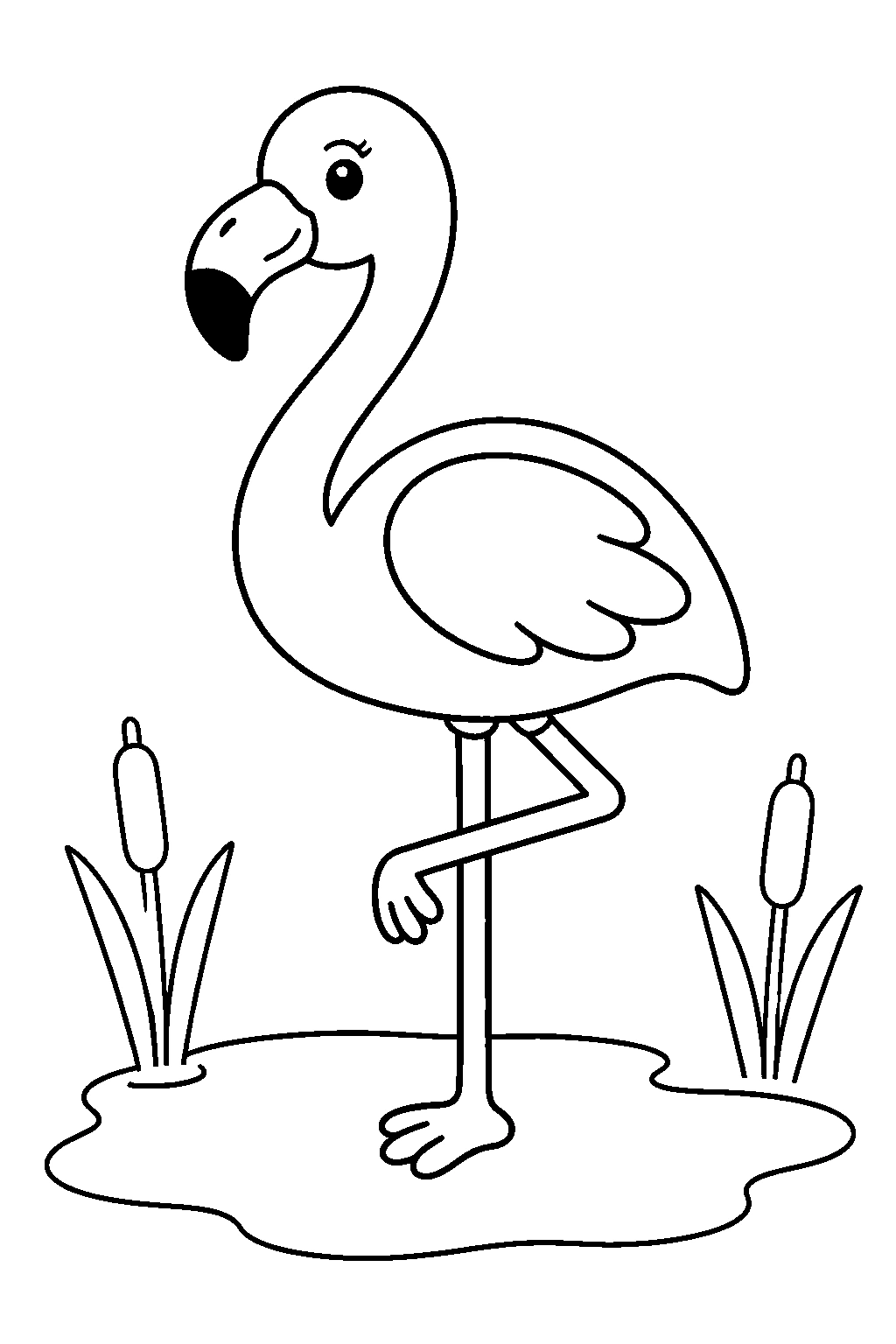 Easy Zoo Flamingo Coloring Page