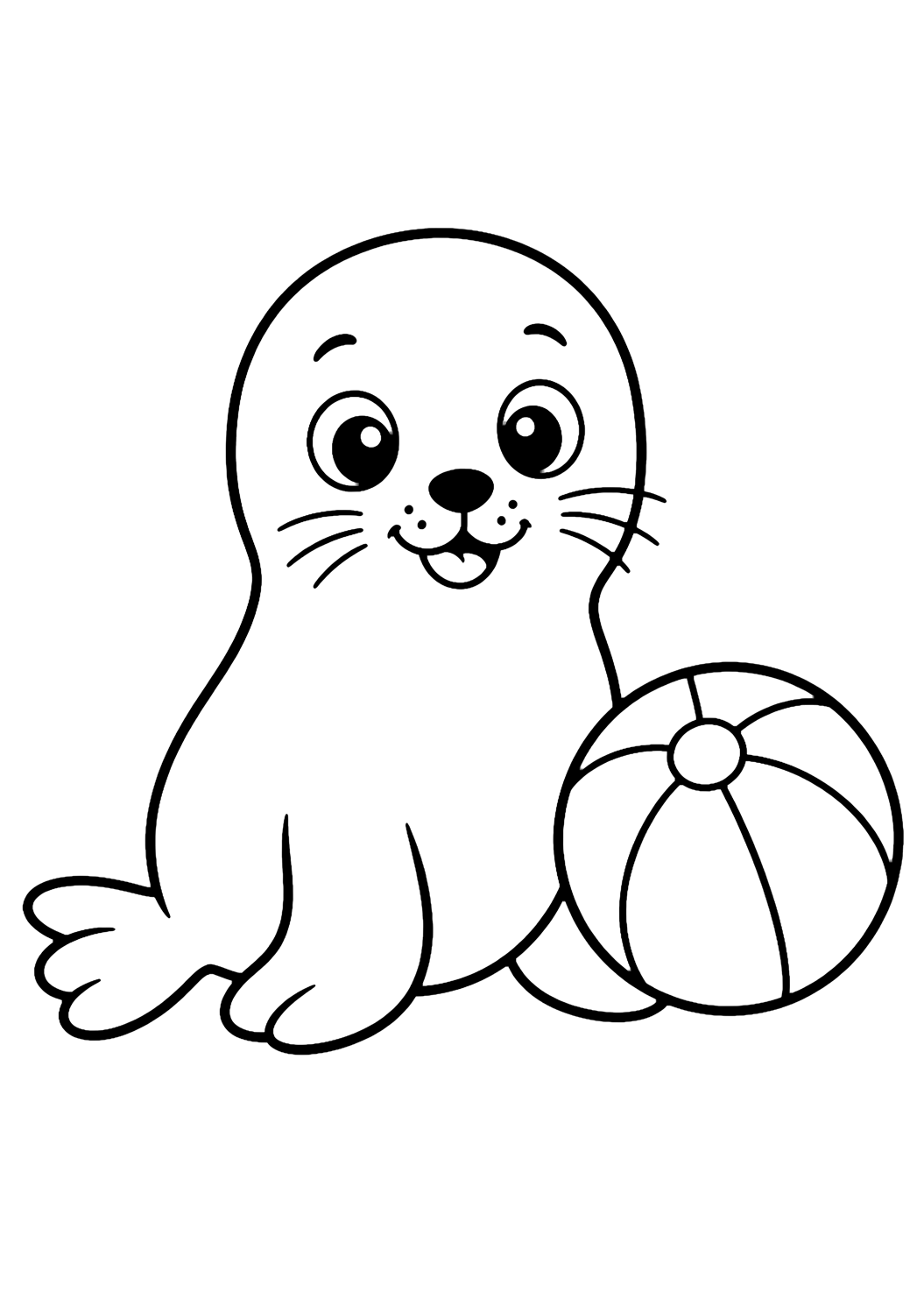easy zoo seal coloring page with easy line art for kids