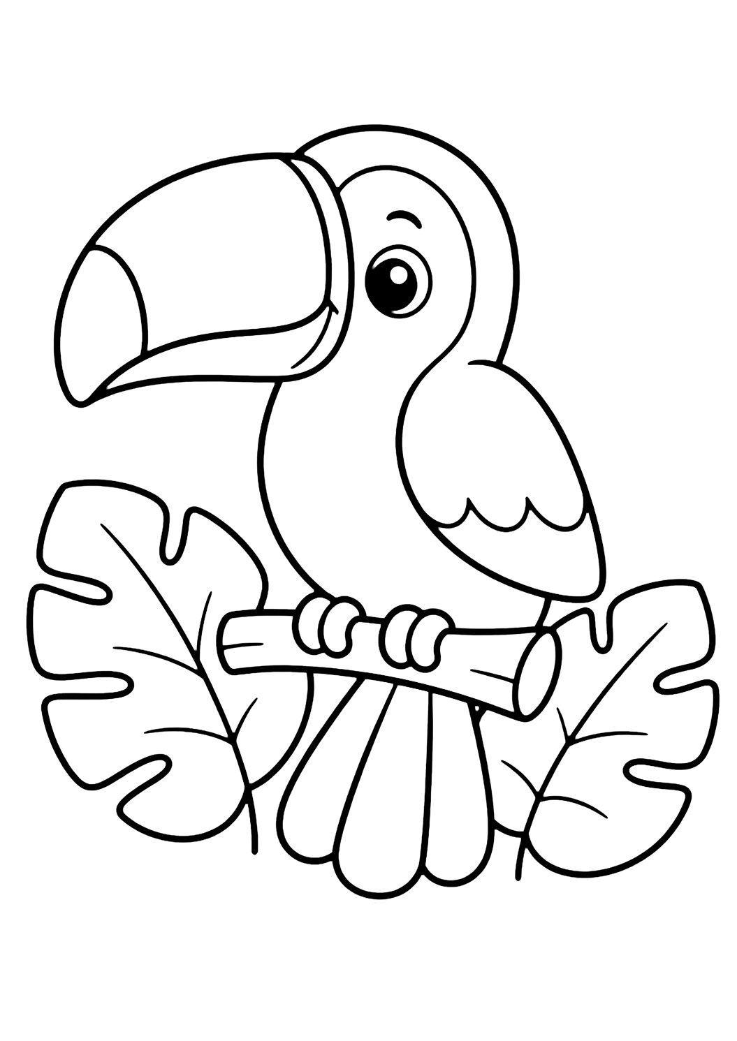 easy zoo toucan coloring page with easy line art for kids