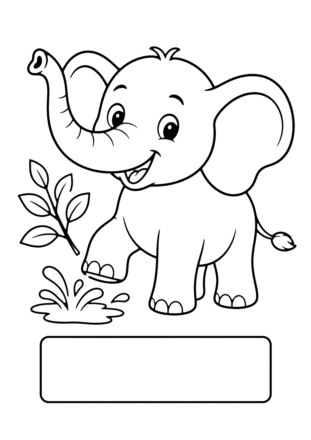 Coloriage éléphant avec étiquette de nom