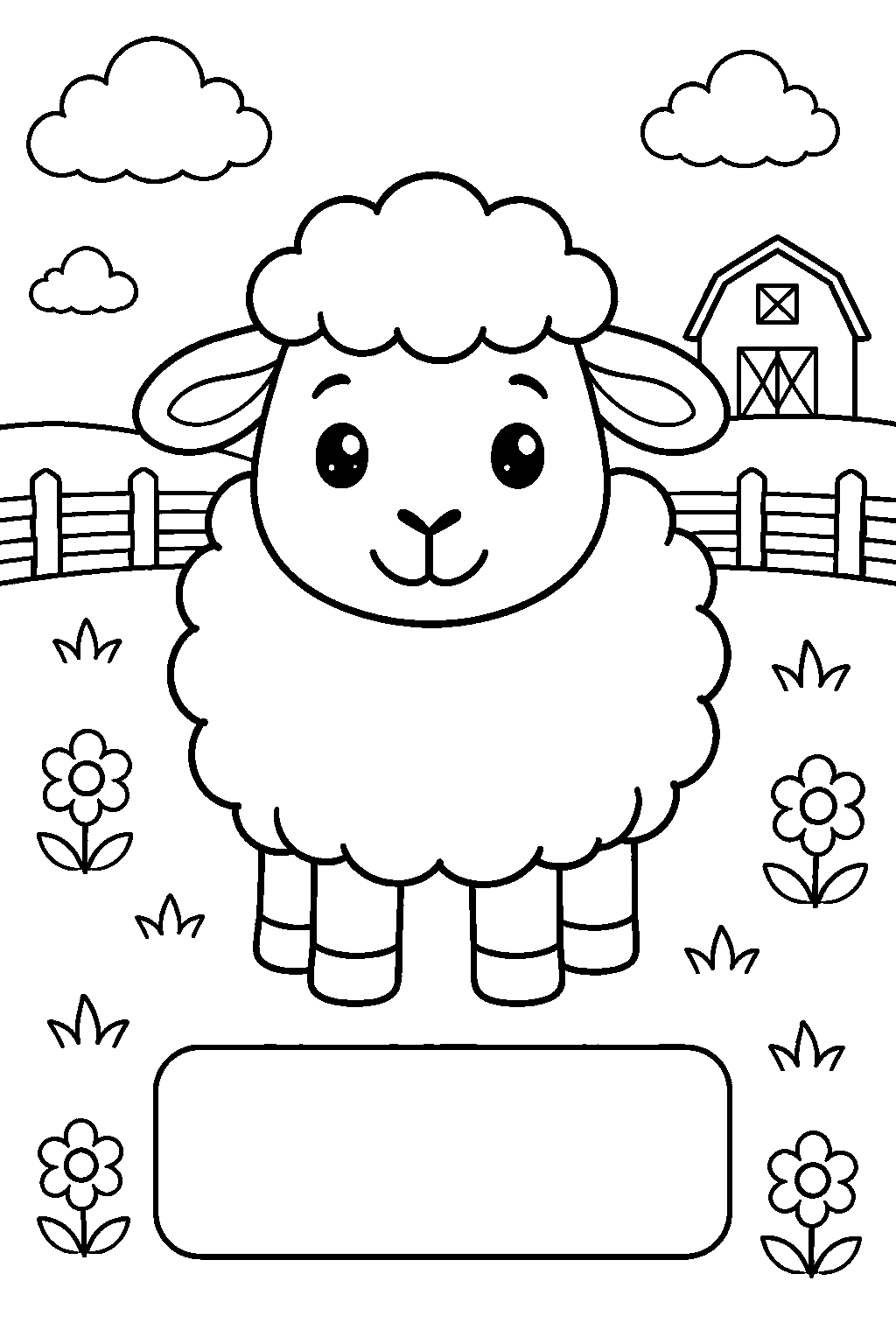 Farm Sheep With Name Label Coloring Page