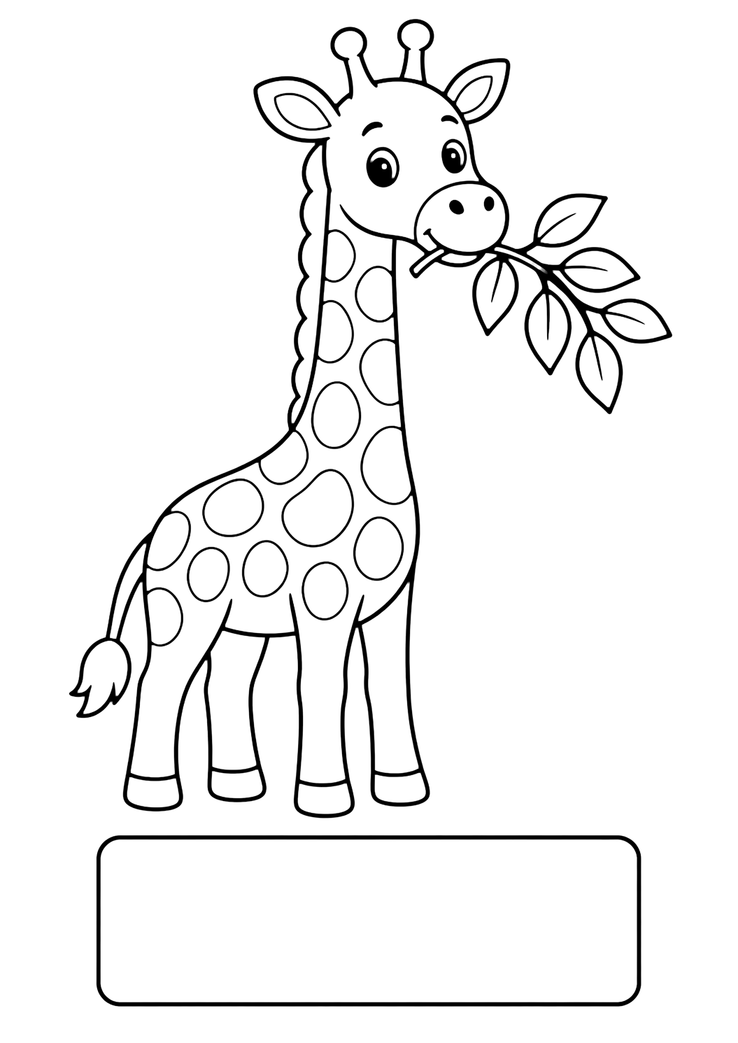 Coloriage girafe avec étiquette de nom