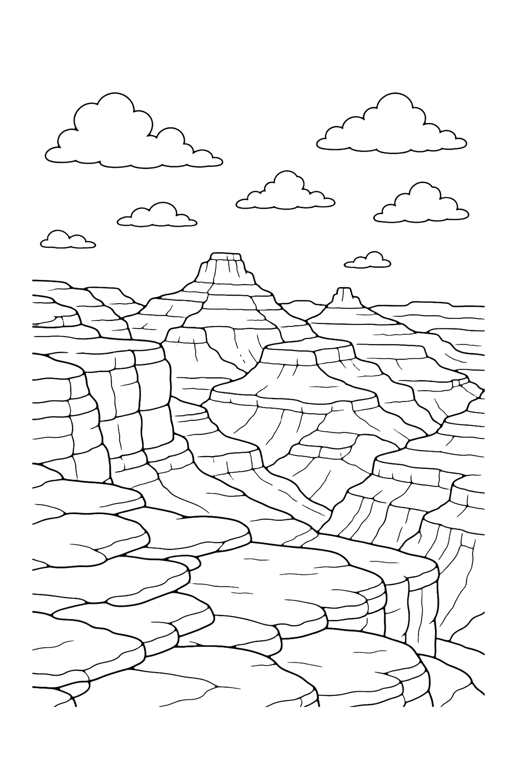 Vue du plateau du Grand Canyon à colorier