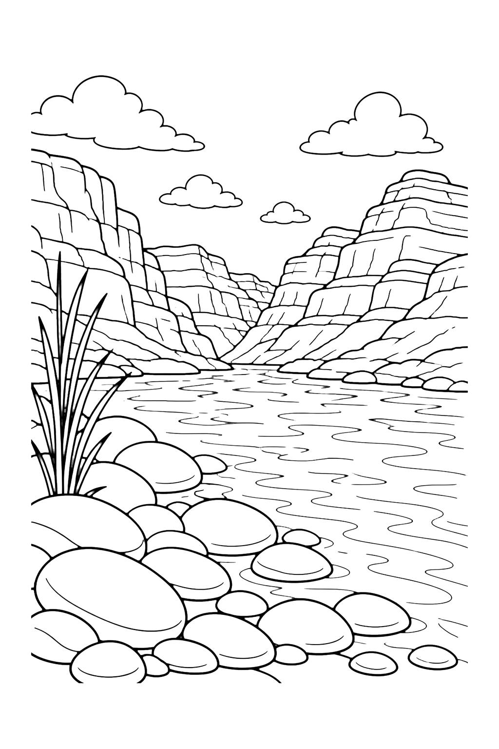 Piedras del río en el Gran Cañón para colorear