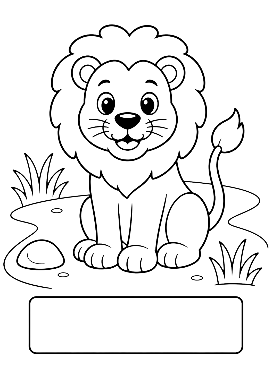 Coloriage lion avec étiquette de nom